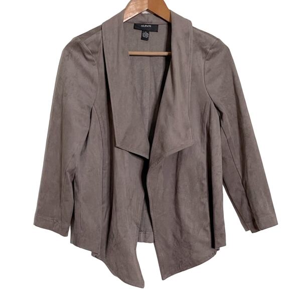 Alfani Faux Suede Waterfall Blazer Jacket Tan Size M - Picture 1 of 3